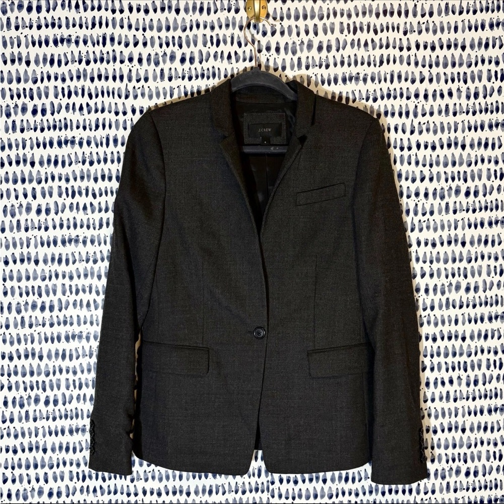 J. Crew Women’s Regent Blazer in Wool Flannel sz 8 gray #B0323 business warm